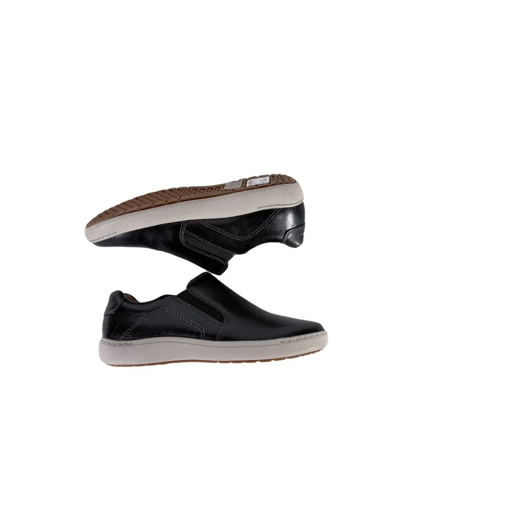 Clarks‎ Nalle Stride Black leather slip on sneakers flat work casual shoes 7.5W